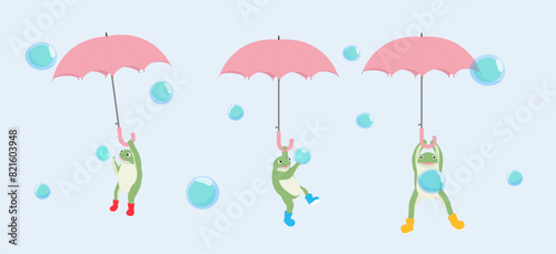 Raindrop, 傘にぶら下がっているカエル