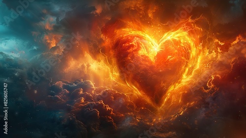 An abstract illustration of a heart with rays of light, symbolizing the power of love and freedom.