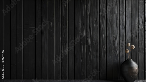 fondo de paneles de madera pared o muro de madera en color negro oscuro elegante y sobrio sofisticado escenario o trasfondo con espacio para copiar