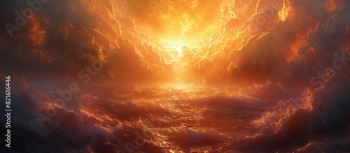 Divine Inception: The Birth of Earth, Life, and Boundless Creation. Ethereal, atmospheric landscape evokes wonder at the origins and unfolding of the natural world.