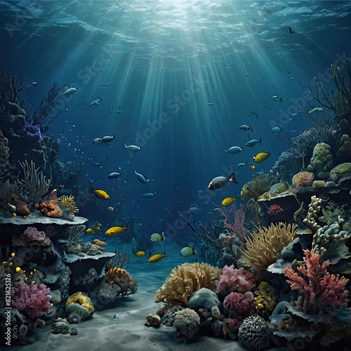 An image of the underwater world. Creatures live in the oceans