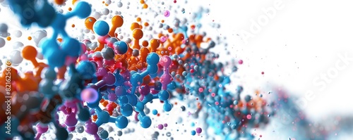 Colorful abstract background. Blue, orange and purple bubbles of different sizes on white background.