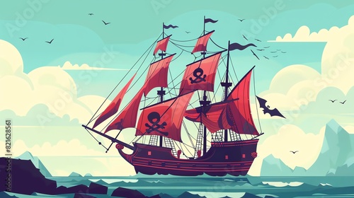 Pirate flat design side view theme high seas adventure animation Complementary Color Scheme
