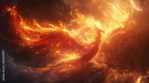 An image of a phoenix rising from flames, representing rebirth and the triumph of freedom over oppression.