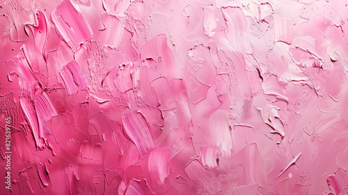 Abstract Pink Wall Texture with Layers of Thick Paint Strokes. Modern Artistic Background for Design Projects, Featuring Rich Pink Hues and Textured Patterns in Close-Up View