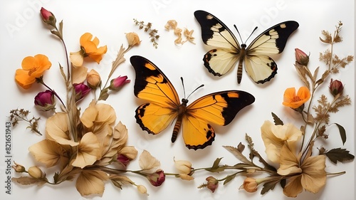 Real Pressed butterfly flower animal insect