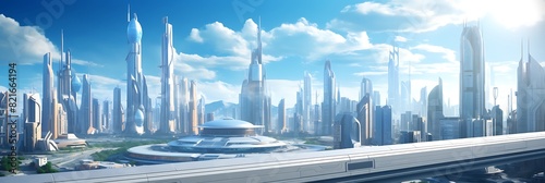Realistic 3D rendering of a futuristic city