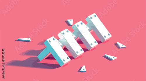 Domino effect isometric landing page with dominoes pi
