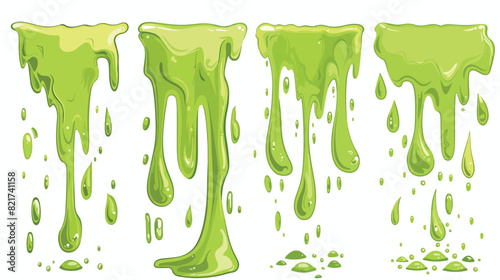 Frames of liquid green slime flows dripping poison 