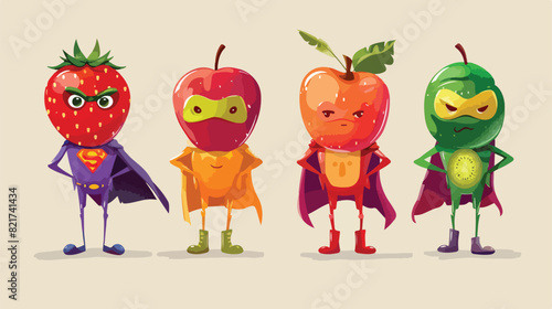 Fruits superheroes cartoon characters super hero pers