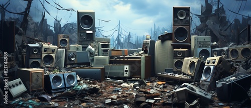 junkyard with obsolete analogue appliances