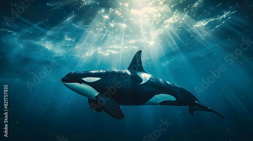 Majestic Orca Swimming Gracefully Through the Vast and Mysterious Ocean Showcasing the Power and Beauty of Marine Mammals