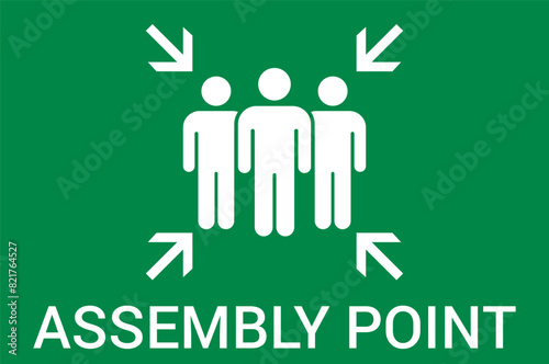 Emergency evacuation assembly point sign. Assembly point icon. Safety Signs. Evacuation Plan. Vector illustration