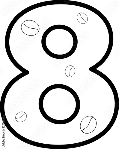 8 eight coffee bean number outline