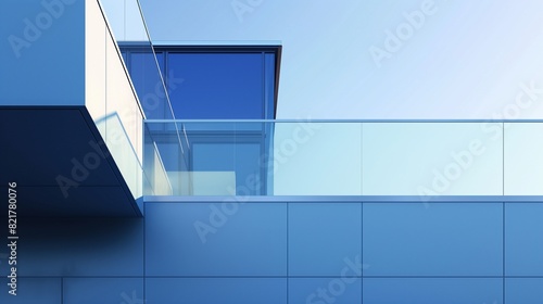 Contemporary Blue Parapet Wall with Glass Panels and Modern Aesthetics