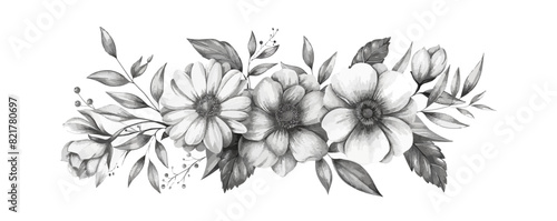 Floral composition, Hand drawing. vector simple illustration