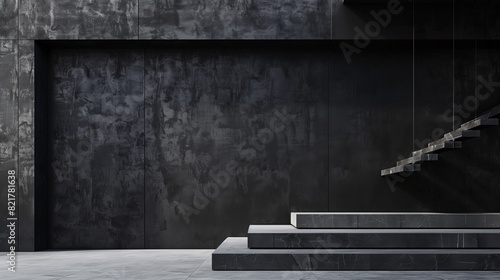 Minimalist Charcoal Black Parapet Wall with Sleek Design and Subtle Textures