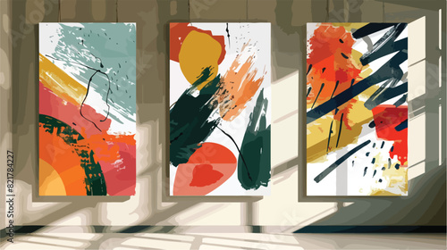 Art exhibition posters with abstract painting design