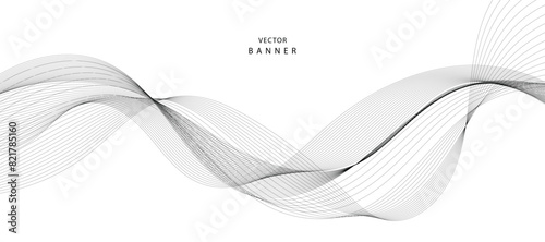 Wave lines vector illustration. Line art striped graphic template.