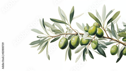 Rustic Delight: Hand-Painted Olive Branch with Soft Edges