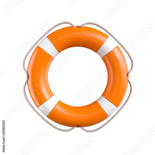 Orange lifebuoy on transparent background