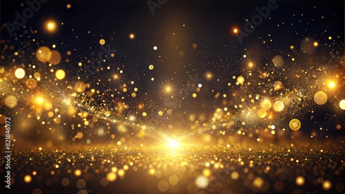 Golden Particles: Glowing golden particles dispersed on a dark background, creating a luxurious and elegant abstract effect. 
