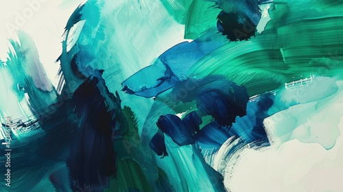 Abstract blue emerald watercolor painting texture for background