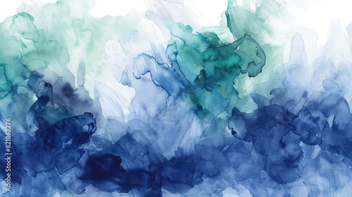 Blue emerald splash watercolor painted texture background