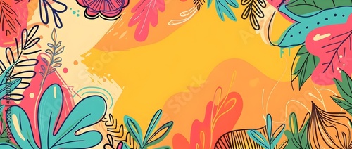 Vibrant Floral Doodle Border Design with Empty Space for Customization in World Cancer Day and Lung Cancer Awareness Concepts
