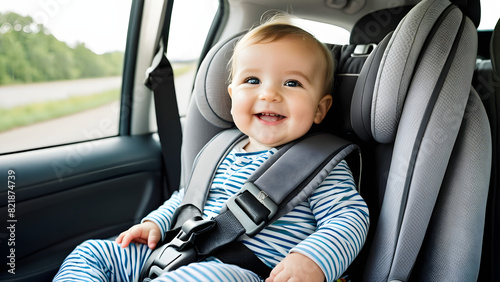 baby in car seat, baby car seat for safety, ai generated