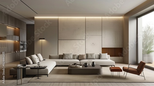 A contemporary living room with a minimalist approach