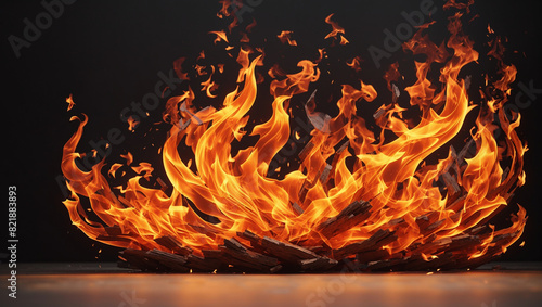 This is a photo of a controlled fire burning on a solid surface.