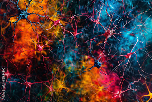 Synapses neurales scientifiques multicolores du cerveau humain Idéal comme fond d'écran 