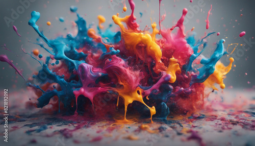 Explosive Abstract Paint Splash with Vibrant Colors