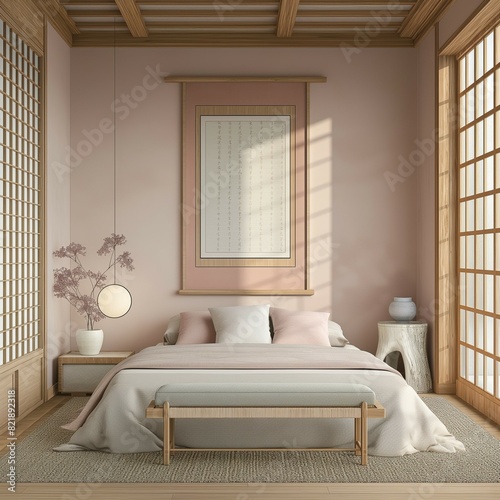 Frame mockup, modern and oriental apartment hanok style