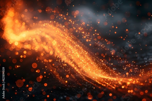 Fiery Abstract Particle Wave - Dynamic Orange and Black Bokeh Light Trails