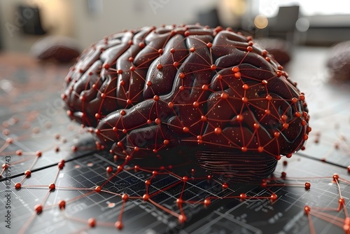 Digital Neural Network Concept: Futuristic Brain Technology for AI and Medical Research, Design for Prints or Posters