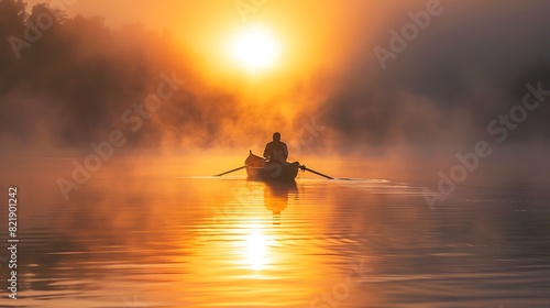 Sunrise Rowing on Lake