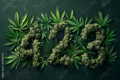 The number 420 spelled out in cannabis marijuana leaves 