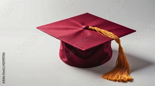 Maroon graduation cap on white background 