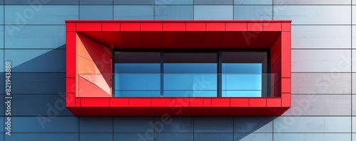 a modern building facade adorned with a red stripe pattern,