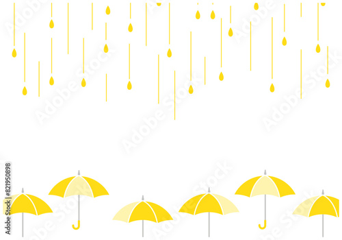 梅雨景色の傘と雨としずく16黃色
