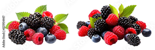 Mixed berry png element set on transparent background