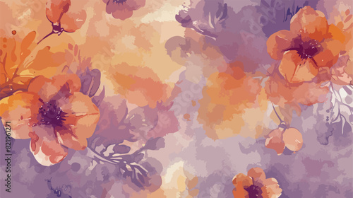 Muted Violet Orange Watercolor Floral Paper Sheet Gol