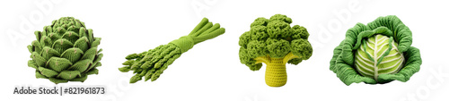 Crochet of vegetable png element set on transparent background
