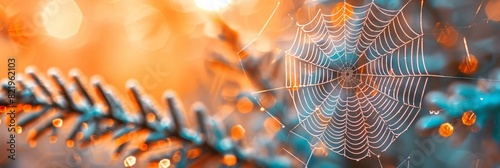 Vivid close up shots of intricate spiderwebs entwined among vibrant plants and grass