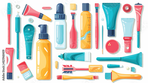 Collage of different glue on white background Vector