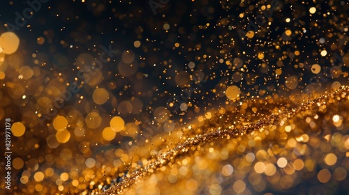 Golden sparkle confetti. Glittery golden dust.