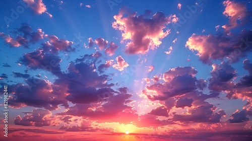 Sunset on purple sky, blue sky and partly cloudy, blue sky clouds cloudy summer sky