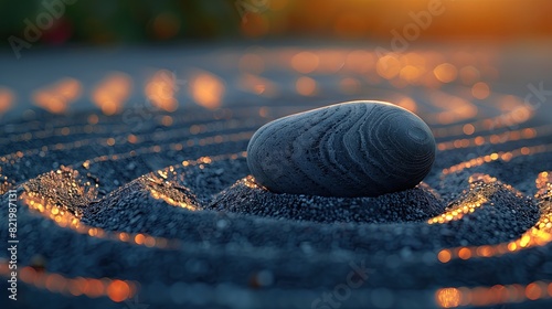 Zen stones in Japanese rock garden Mental health awareness